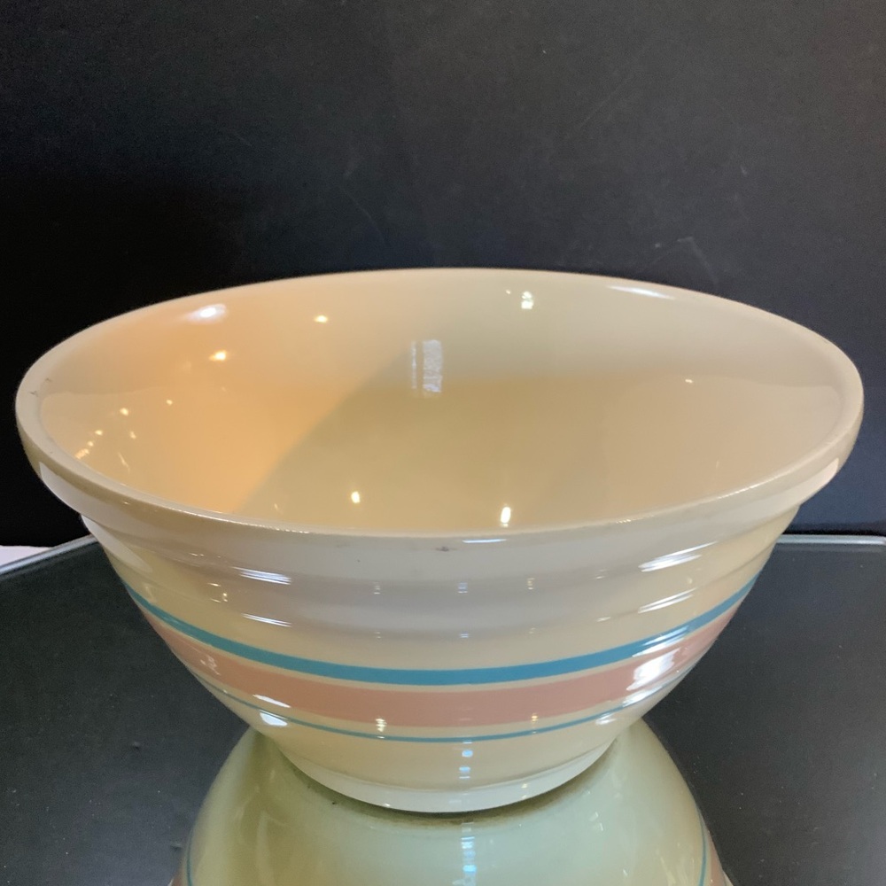 Vintage McCoy Mixing Bowl Pink and Blue Band Ovenware #10 #69